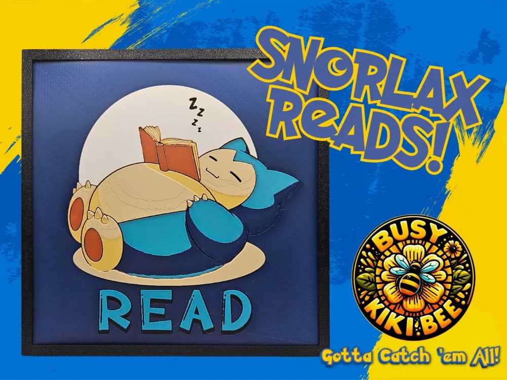 Snorlax Reads - Pokemon Reads Collection by BusyKikiBee HueForge model: Snorlax Reads - Pokemon Reads Collection by BusyKikiBee