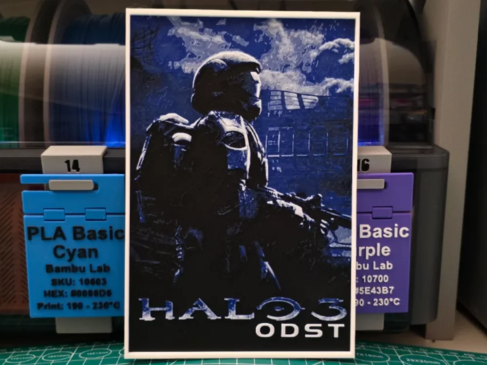 Halo 3: ODST Poster - Hueforge Art by Lumpy3D HueForge model: Halo 3: ODST Poster - Hueforge Art by Lumpy3D