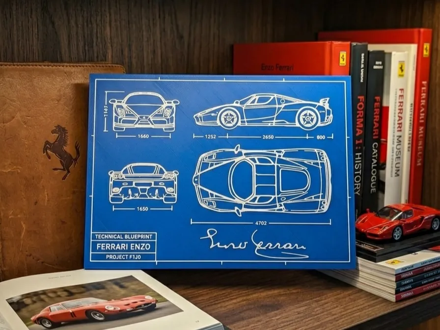 Ferrari Enzo Blueprint by keko HueForge model: Ferrari Enzo Blueprint by keko