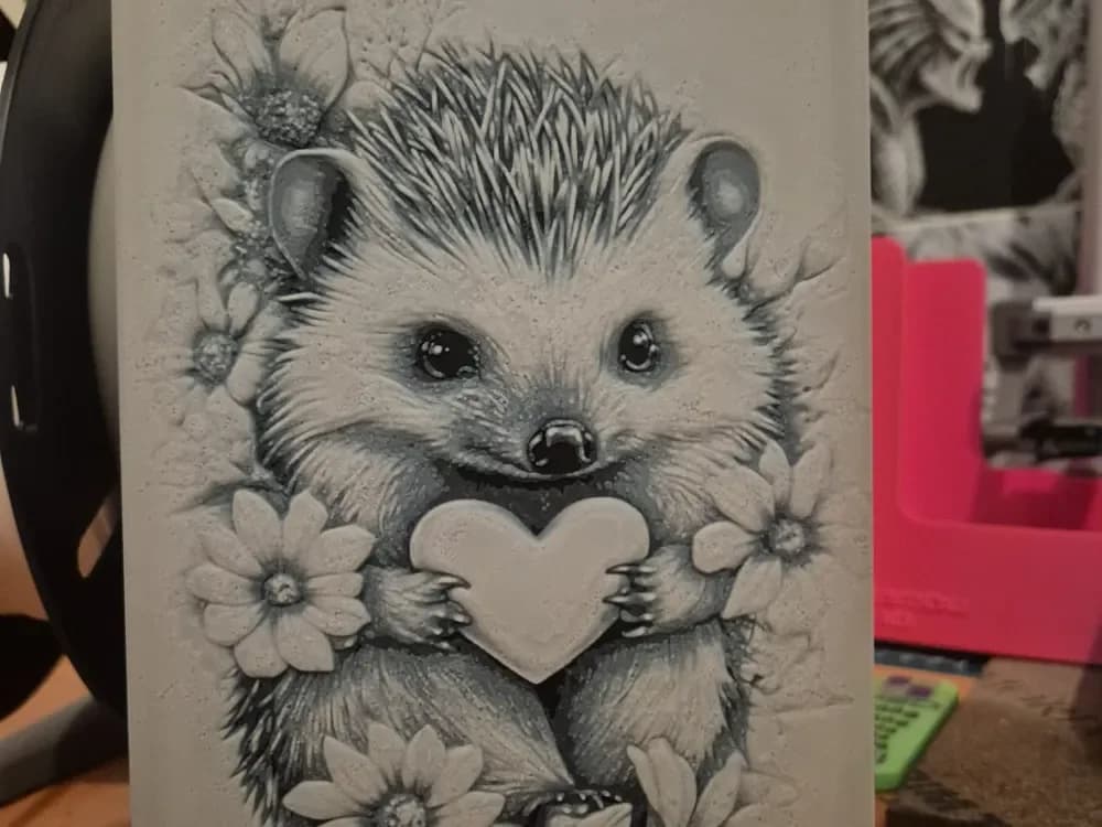 Baby hedgehog flowers hueforge by Buntsta HueForge model: Baby hedgehog flowers hueforge by Buntsta