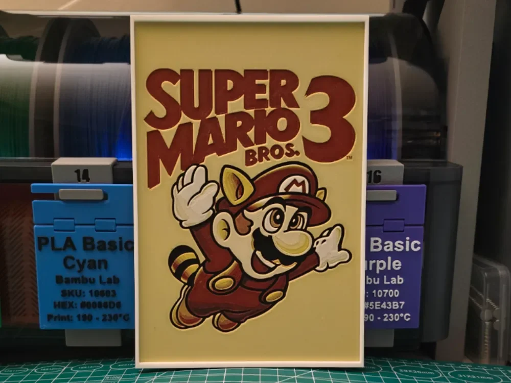 Super Mario Bros 3 Poster – Hueforge Art by Lumpy3D HueForge model: Super Mario Bros 3 Poster – Hueforge Art by Lumpy3D