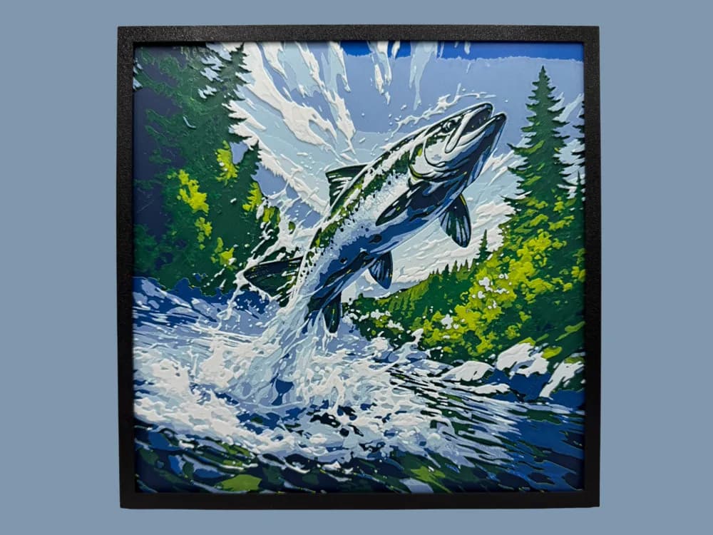 HueForge model: Fish Jumping from the Water by Canadian Gamer