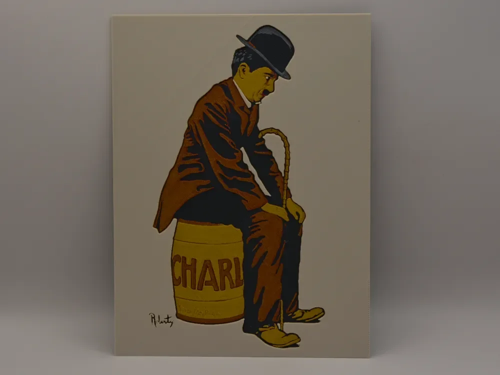 Vintage Charlie Chaplin poster - hueforge by Altf4-Formation HueForge model: Vintage Charlie Chaplin poster - hueforge by Altf4-Formation