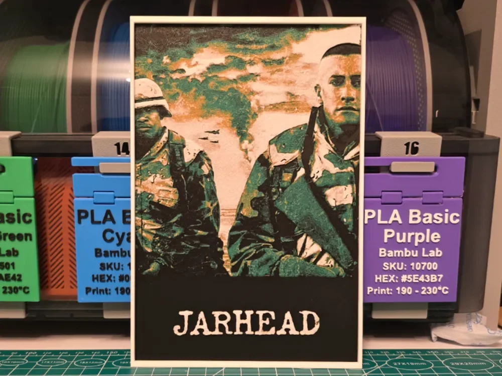 Jarhead Movie Poster - Hueforge Art by Lumpy3D HueForge model: Jarhead Movie Poster - Hueforge Art by Lumpy3D
