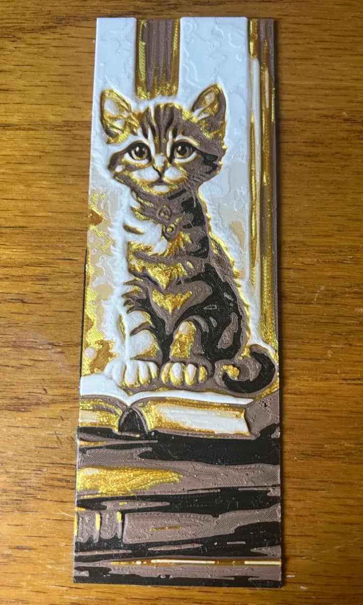Book Cat Bookmark by Leafy HueForge model: Book Cat Bookmark by Leafy