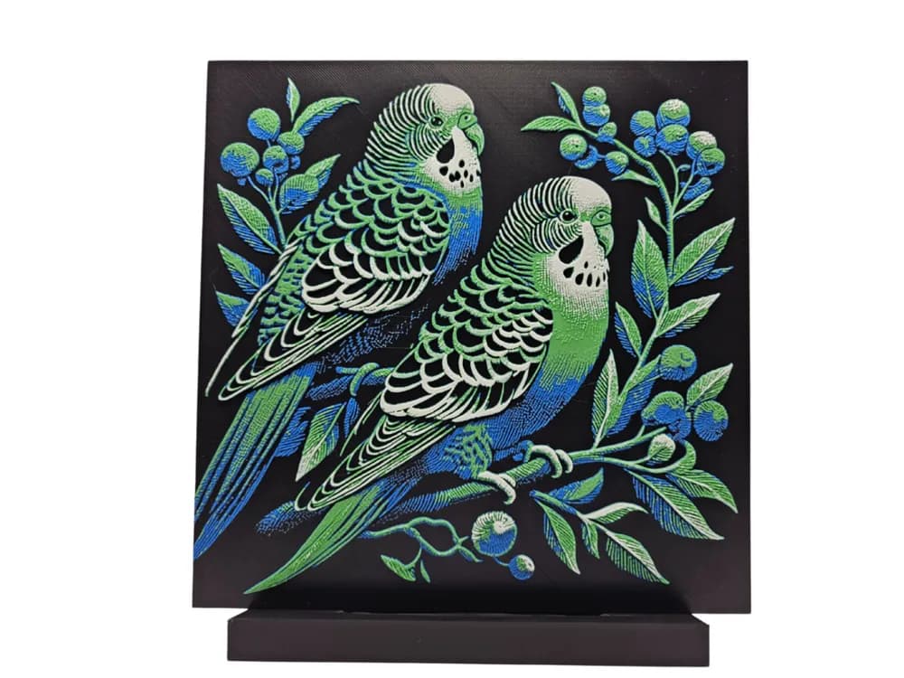 HueForge model: Berry Budgies by BusyKikiBee