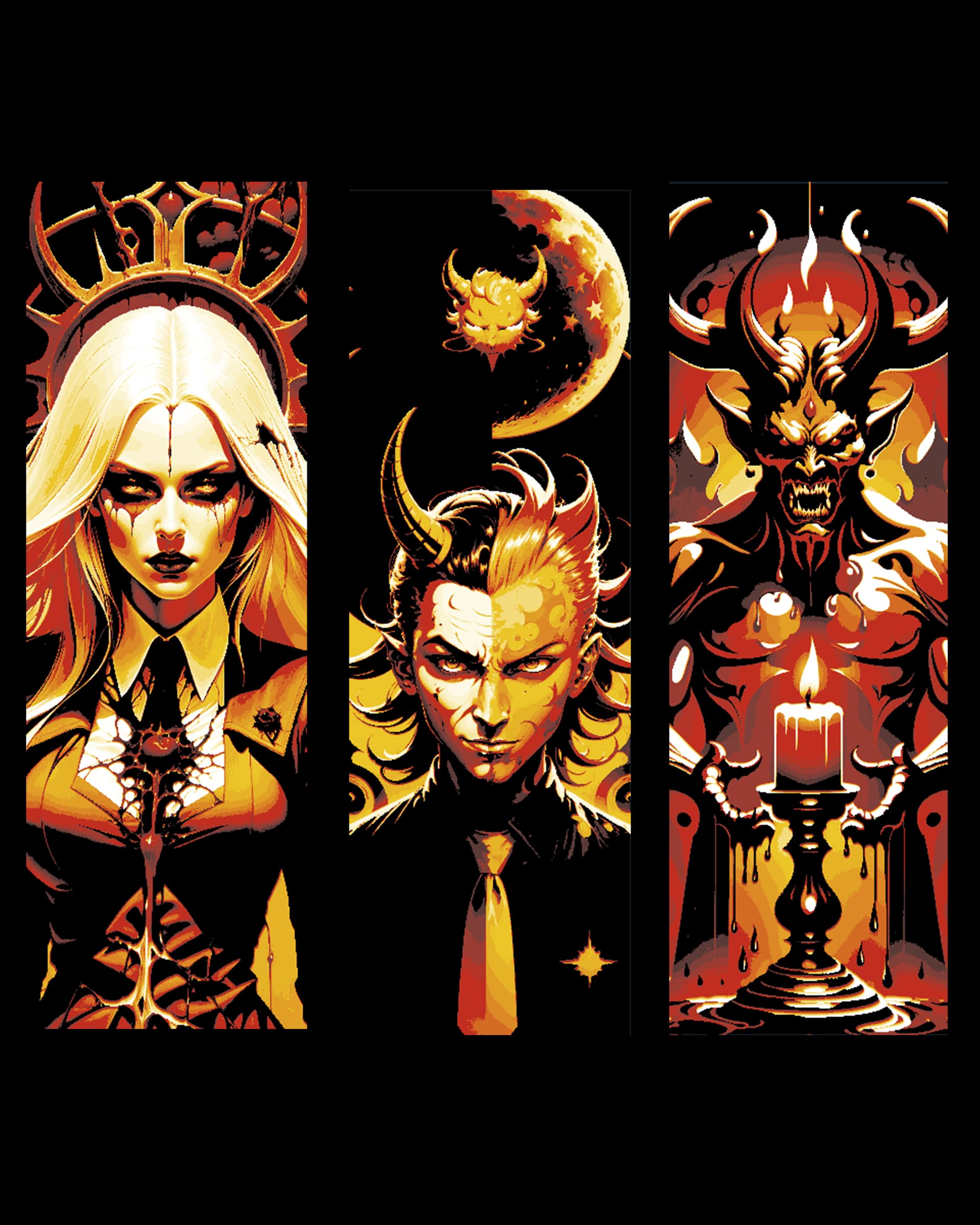 Pop art style set of bookmarks of Halloween and wicked manifestations Pop art style set of bookmarks of Halloween and wicked manifestations