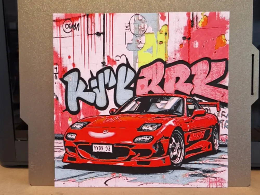 Mazda RX 7 - Graffiti - Hueforge - 4 colours by 3dGlow HueForge model: Mazda RX 7 - Graffiti - Hueforge - 4 colours by 3dGlow