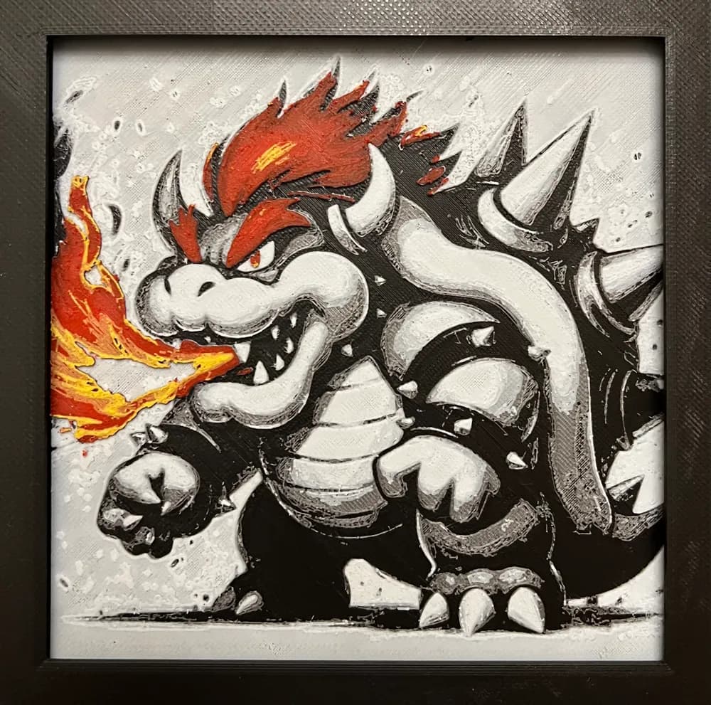 Bowser with Fire Breath by JustBe 3D Printing HueForge model: Bowser with Fire Breath by JustBe 3D Printing