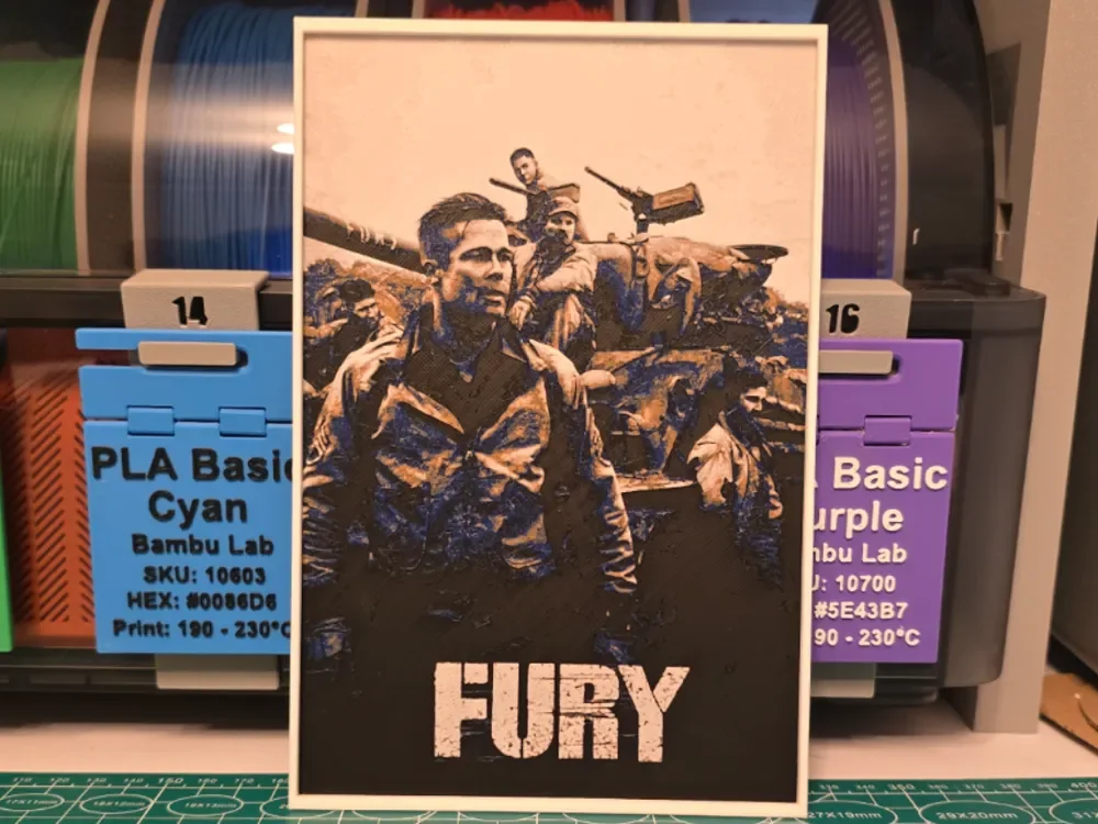 Fury Movie Poster - Hueforge Art by Lumpy3D HueForge model: Fury Movie Poster - Hueforge Art by Lumpy3D