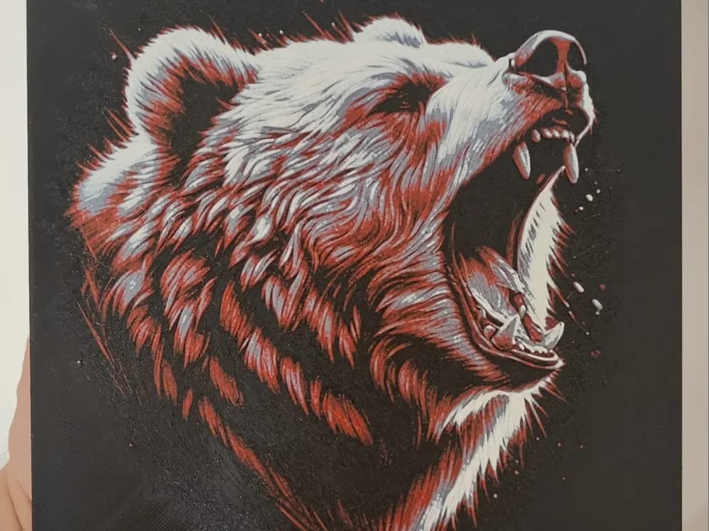 Vicious Bear in Red - Hueforge by BeaN HueForge model: Vicious Bear in Red - Hueforge by BeaN