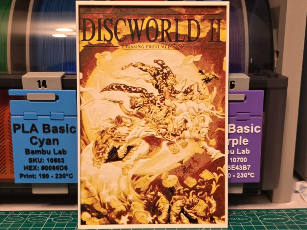 Discworld II Poster - Hueforge Art by Lumpy3D HueForge model: Discworld II Poster - Hueforge Art by Lumpy3D