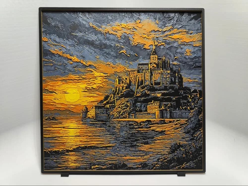 HueForge model: Mont Saint-Michel Sunset - Hueforge by BeaN