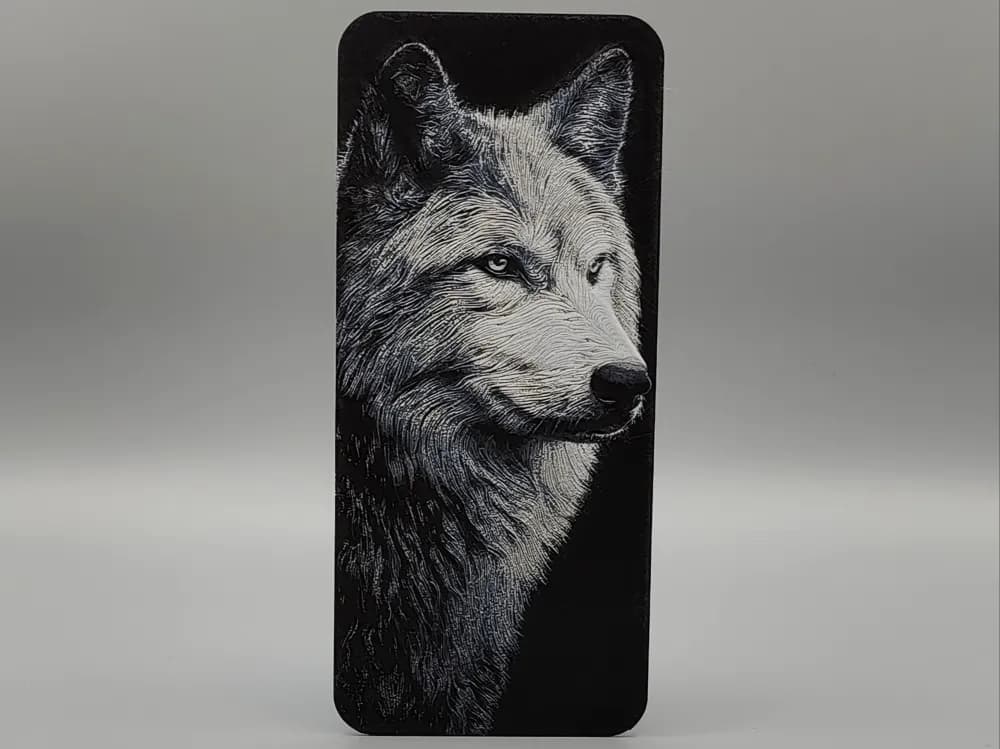 Wolf Bookmark - 0.2 Nozzle by Sarge HueForge model: Wolf Bookmark - 0.2 Nozzle by Sarge