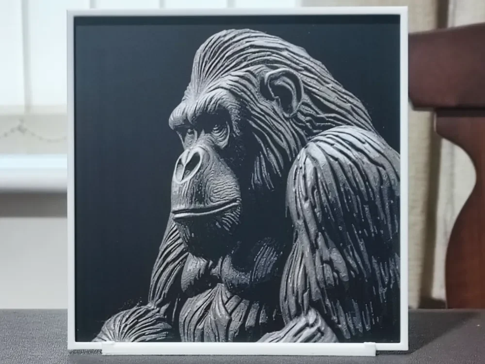 HueForge model: Carved Gorilla - HueForge 3 Color by BoDad