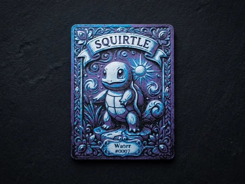 Squirtle #0007 Decorative Card by LED HueForge model: Squirtle #0007 Decorative Card by LED