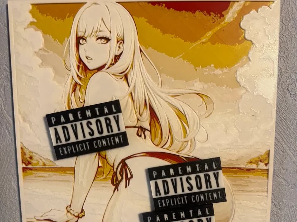 Marin Kitagawa on the beach in a swimsuit by World of Glt 3d HueForge model: Marin Kitagawa on the beach in a swimsuit by World of Glt 3d