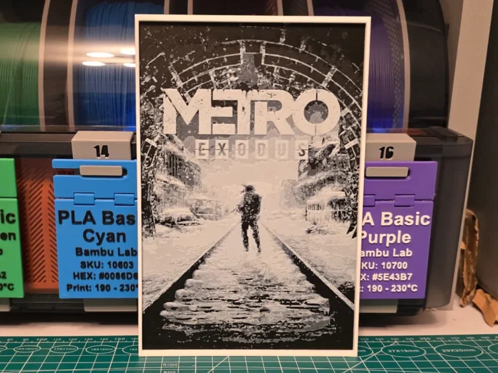 Metro Exodus Game Poster - Hueforge Art by Lumpy3D HueForge model: Metro Exodus Game Poster - Hueforge Art by Lumpy3D