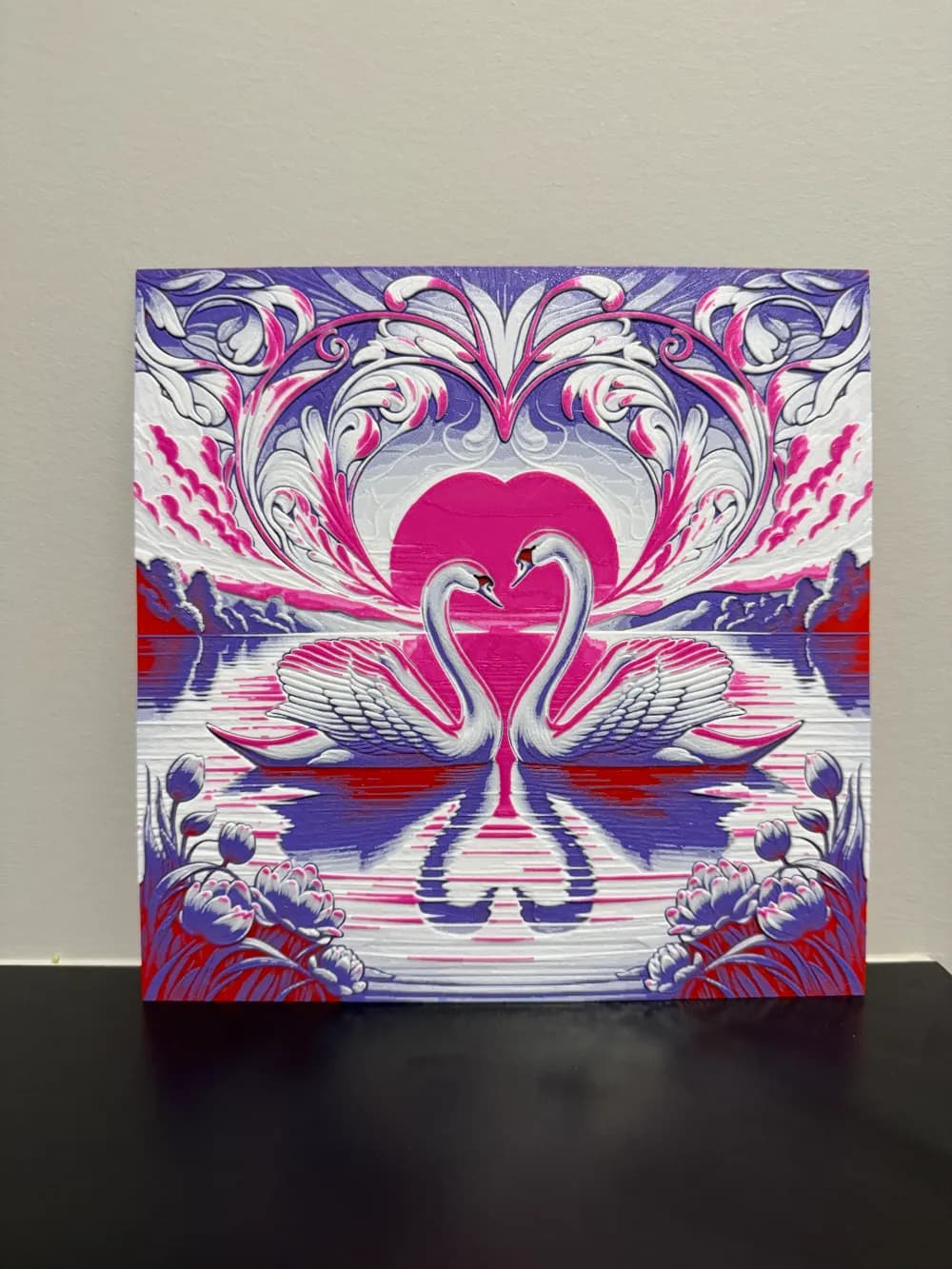 HueForge model: Valentines Swans - Hueforge by Canadian Gamer