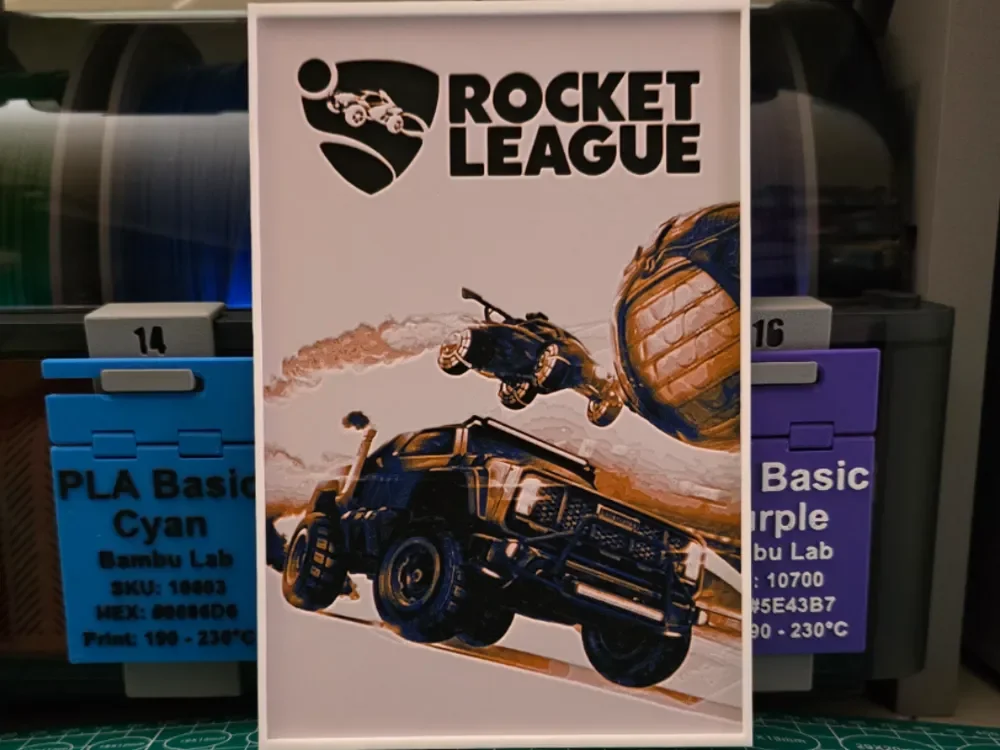 Rocket League Poster - Hueforge Art by Lumpy3D HueForge model: Rocket League Poster - Hueforge Art by Lumpy3D