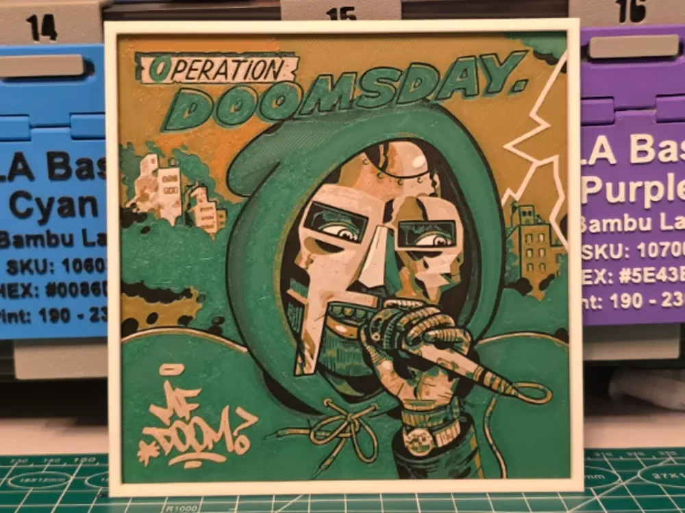HueForge model: MF DOOM "Doomsday" Album - Hueforge Art by Lumpy3D