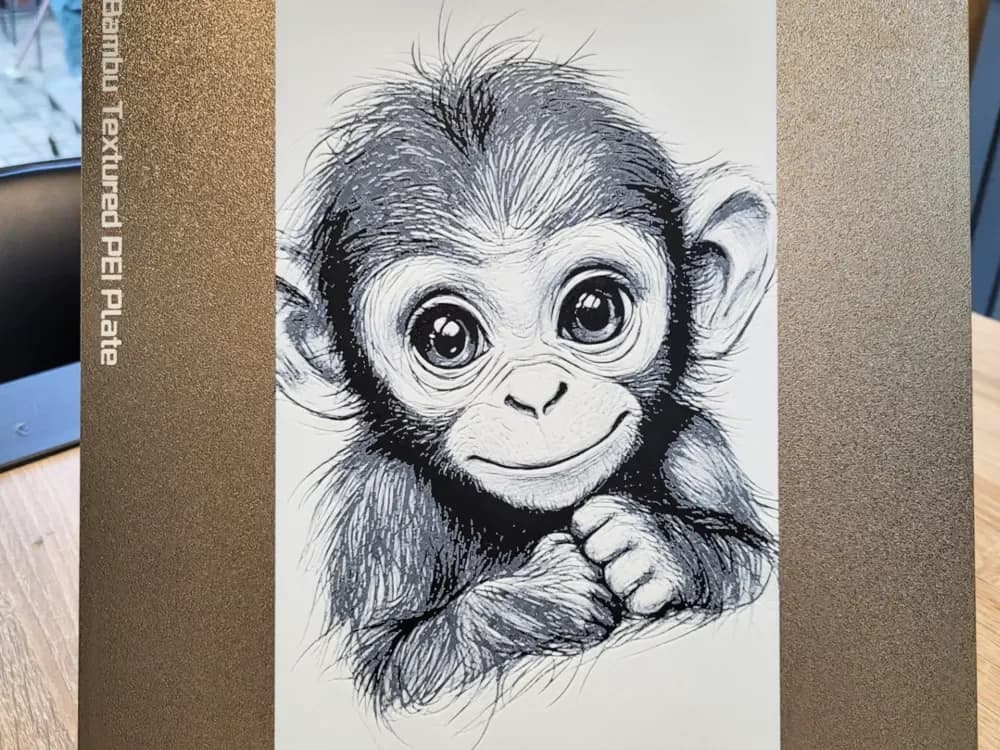 HueForge model: Cute Baby Monkey Hand Drawn Style - Hueforge by Vincent111