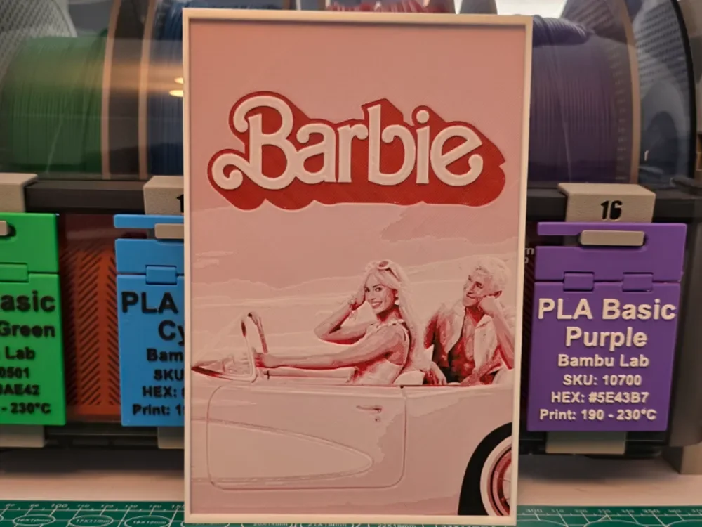 Barbie Movie Poster - Hueforge Art by Lumpy3D HueForge model: Barbie Movie Poster - Hueforge Art by Lumpy3D