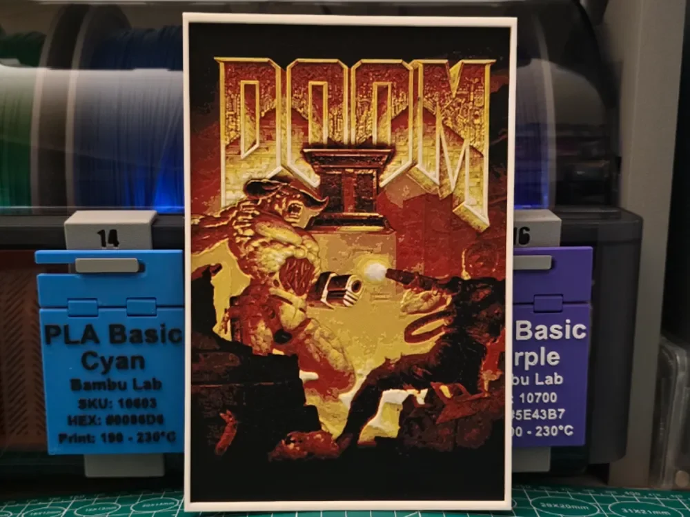 Doom II Poster - Hueforge Art by Lumpy3D HueForge model: Doom II Poster - Hueforge Art by Lumpy3D