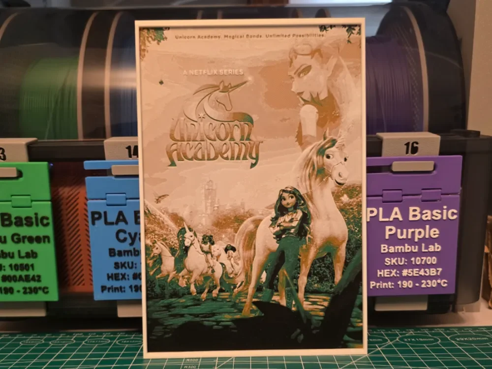 HueForge model: Unicorn Academy Poster - Hueforge Art by Lumpy3D