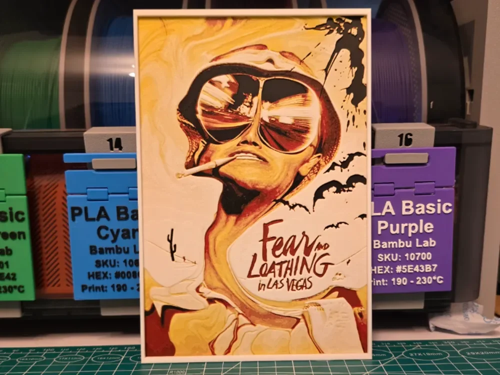 Fear and Loathing in Las Vegas Poster - Hueforge by Lumpy3D HueForge model: Fear and Loathing in Las Vegas Poster - Hueforge by Lumpy3D