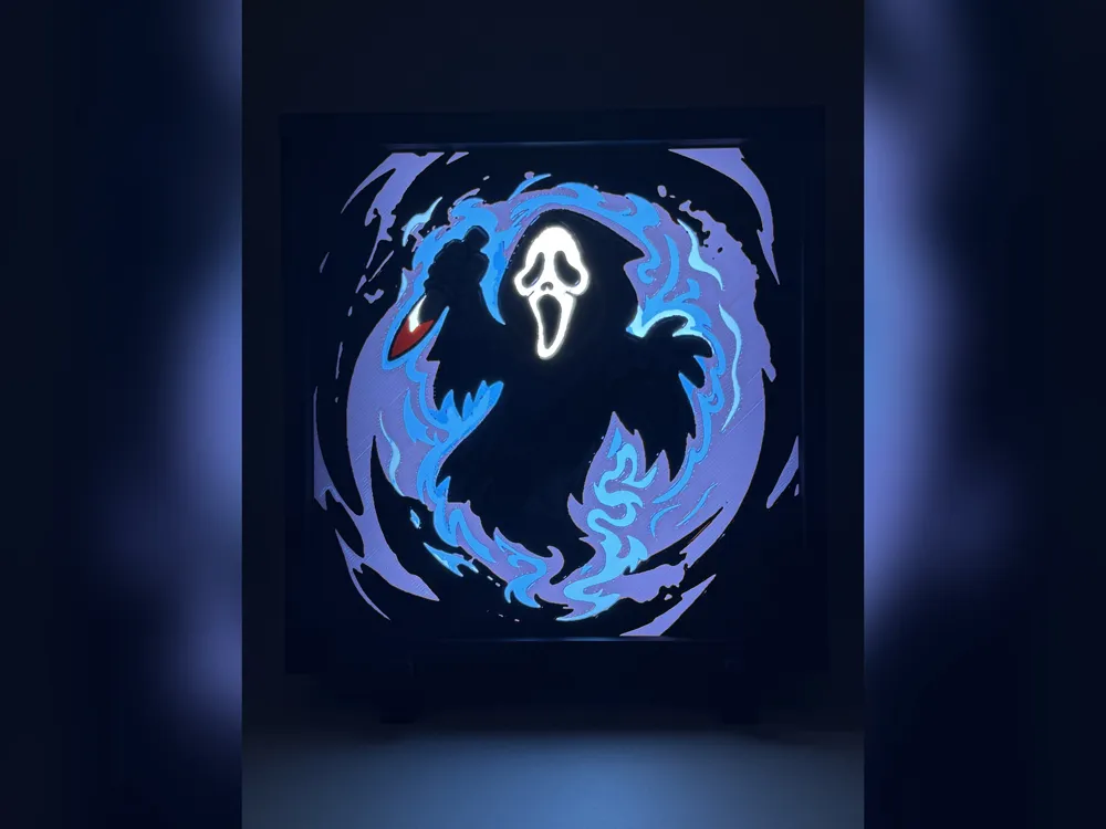 Ghostface Swirl - Backlit Halloween HueForge Ghostface Swirl - Backlit Halloween HueForge