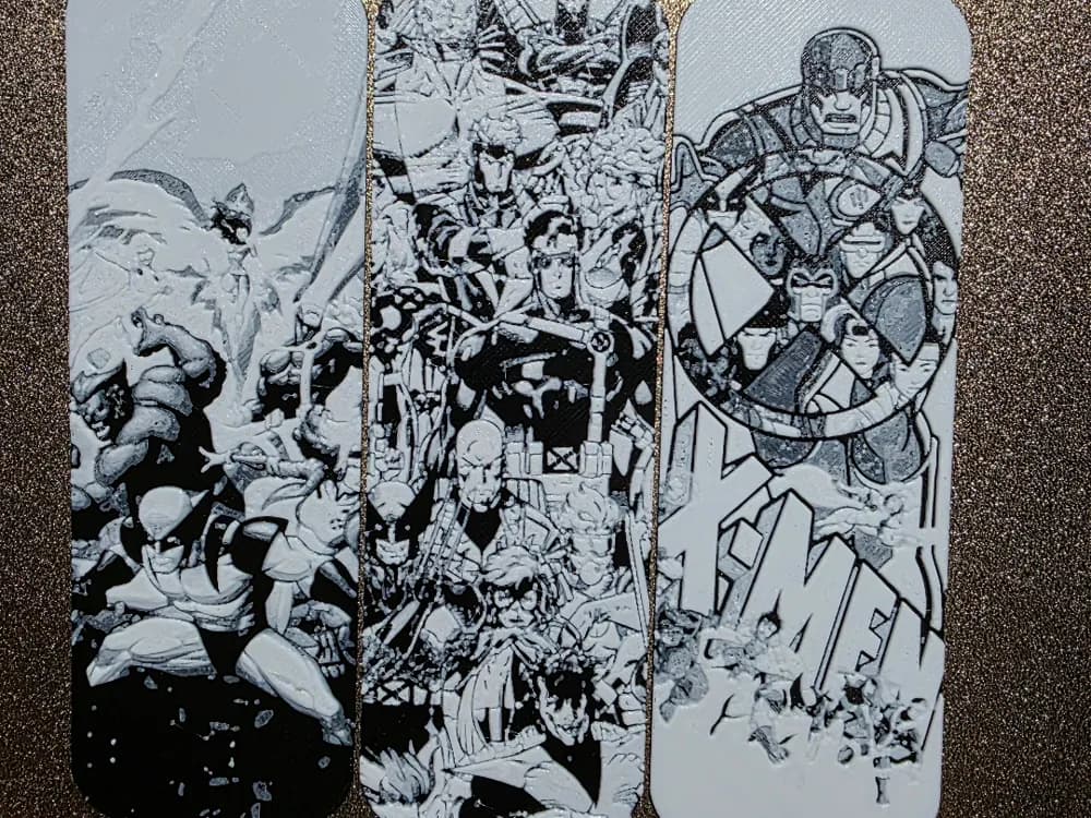 Mutant Hero Ganart Bookmark Set of 3 Black\White by AirMechDesigns HueForge model: Mutant Hero Ganart Bookmark Set of 3 Black\White by AirMechDesigns
