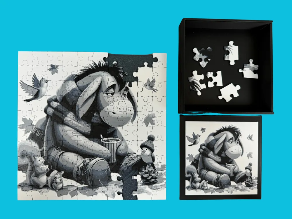 Eeyore - Puzzle & Box Lid by Canadian Gamer HueForge model: Eeyore - Puzzle & Box Lid by Canadian Gamer