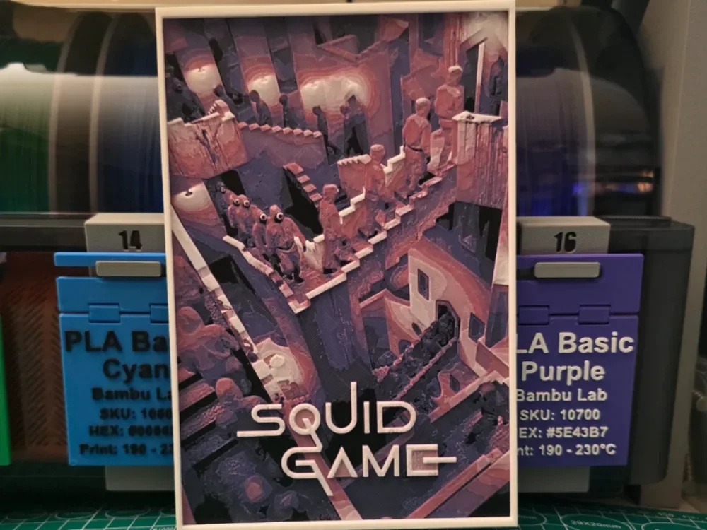 Squid Game Poster - Hueforge Art by Lumpy3D HueForge model: Squid Game Poster - Hueforge Art by Lumpy3D