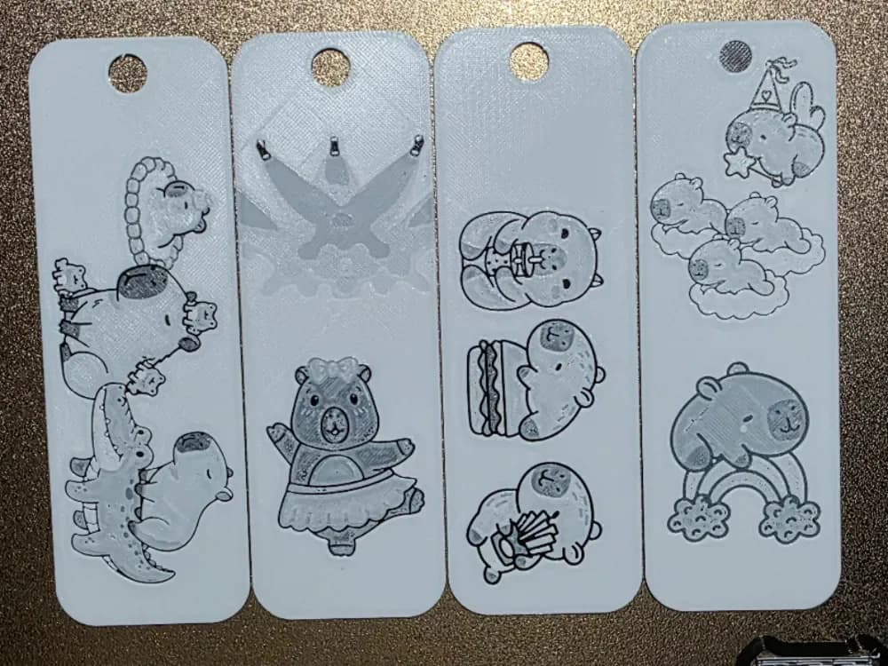 Capybara Bookmark Collection 2 Set of 4 NOAMS by AirMechDesigns HueForge model: Capybara Bookmark Collection 2 Set of 4 NOAMS by AirMechDesigns
