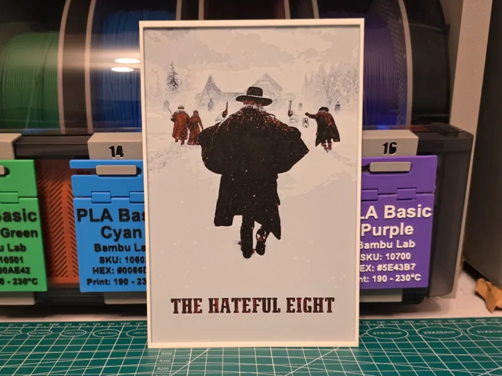 The Hateful Eight Movie Poster - Hueforge Art by Lumpy3D HueForge model: The Hateful Eight Movie Poster - Hueforge Art by Lumpy3D