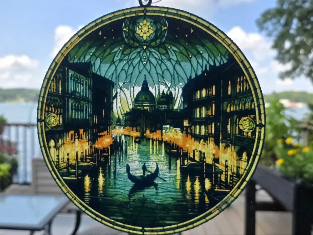 Venice at Night Stained-glass Styled Lithophane by tlavedas HueForge model: Venice at Night Stained-glass Styled Lithophane by tlavedas