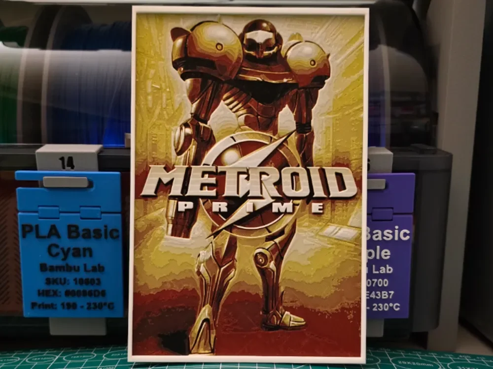 Metroid Prime Poster - Hueforge Art by Lumpy3D HueForge model: Metroid Prime Poster - Hueforge Art by Lumpy3D