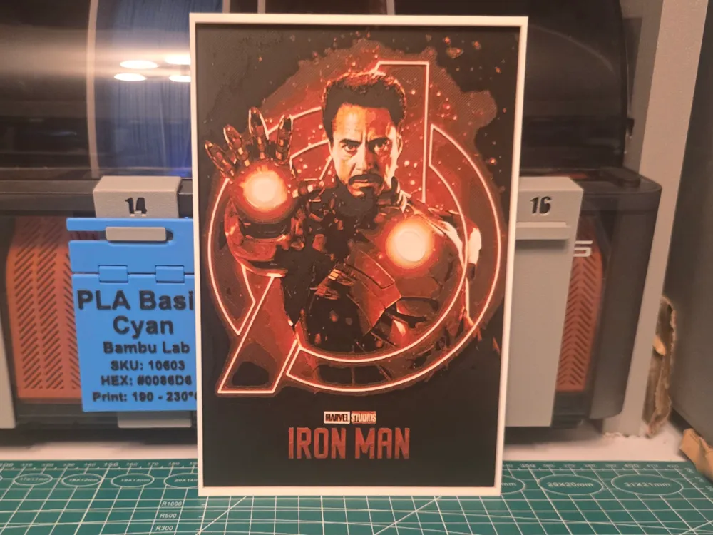 Iron Man Movie Poster - Hueforge Art by Lumpy3D HueForge model: Iron Man Movie Poster - Hueforge Art by Lumpy3D