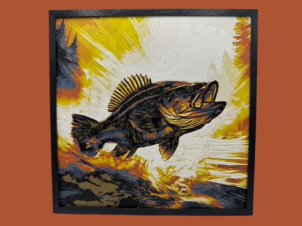 HueForge model: Fish Jumping Sunset by Canadian Gamer