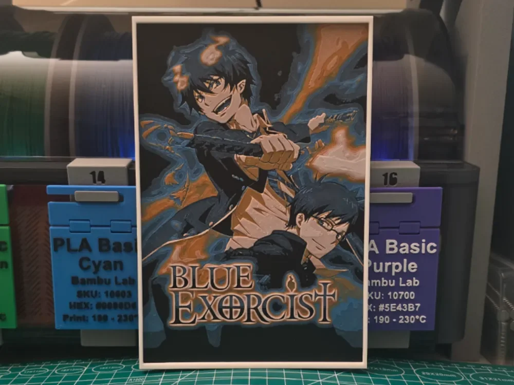 Blue Exorcist Poster - Hueforge Art by Lumpy3D HueForge model: Blue Exorcist Poster - Hueforge Art by Lumpy3D