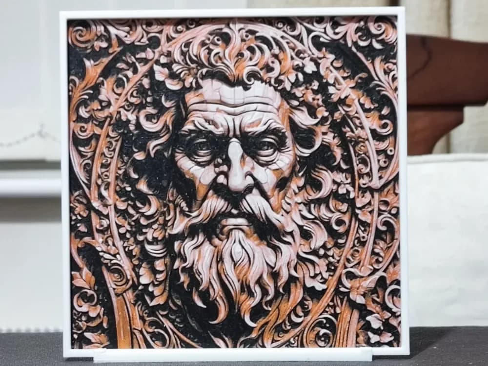 HueForge model: Wood Carving Father Time - HueForge 3 Color by BoDad