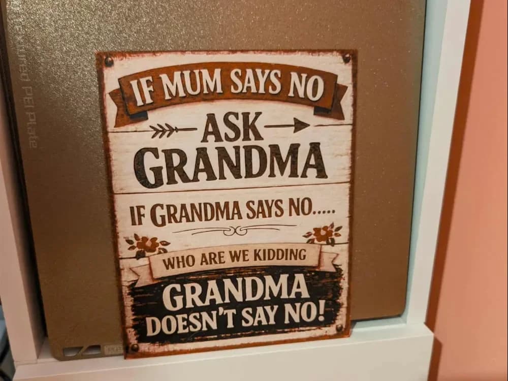 Ask Grandma - Funny hueforge sign by 3dGlow HueForge model: Ask Grandma - Funny hueforge sign by 3dGlow