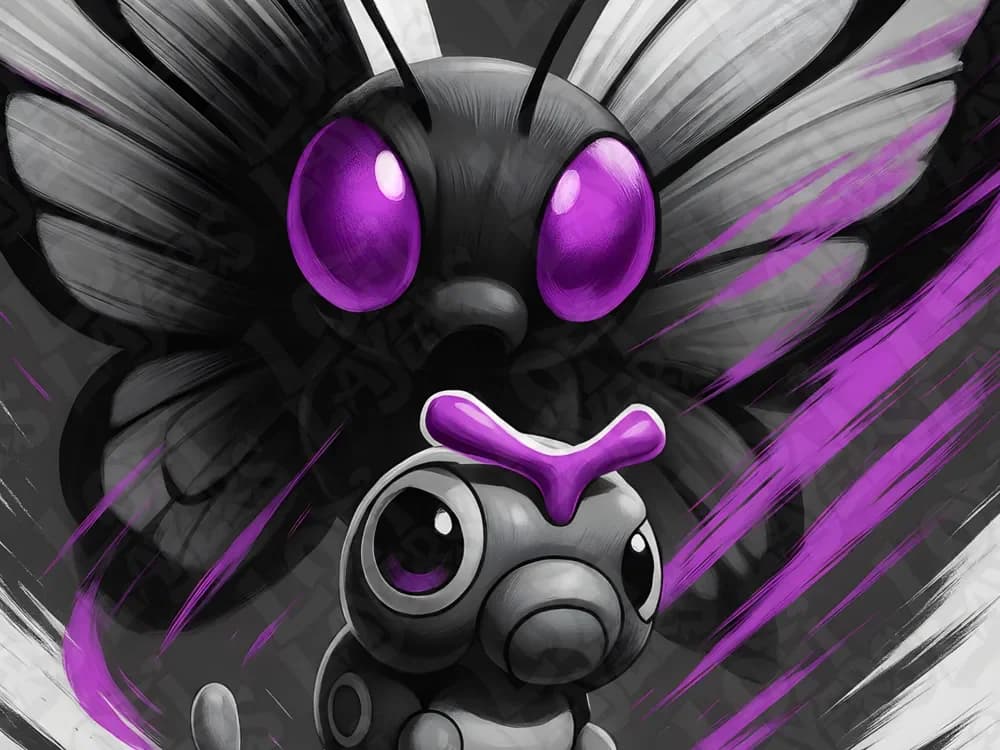 Caterpie & Butterfree Evolution Hueforge by LoFi Layers HueForge model: Caterpie & Butterfree Evolution Hueforge by LoFi Layers