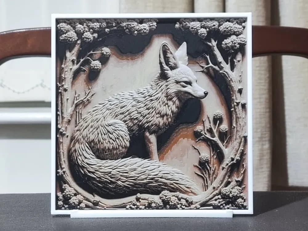 Carved Fox - HueForge 4 Color by BoDad HueForge model: Carved Fox - HueForge 4 Color by BoDad