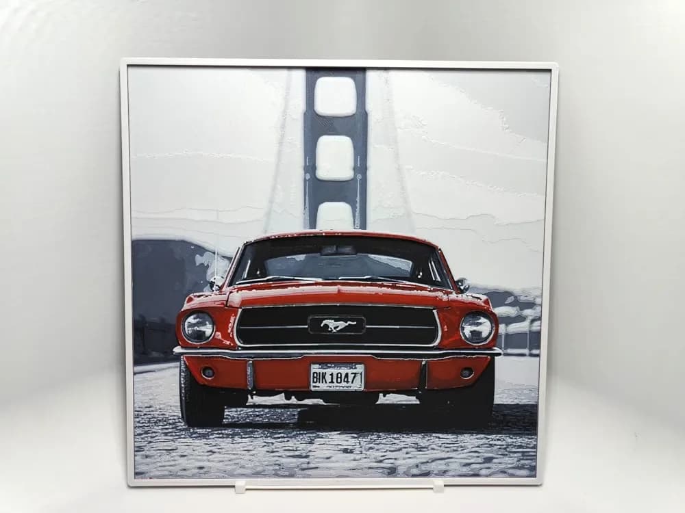 HueForge model: Mustang on Golden Gate bridge - Hueforge by BeaN