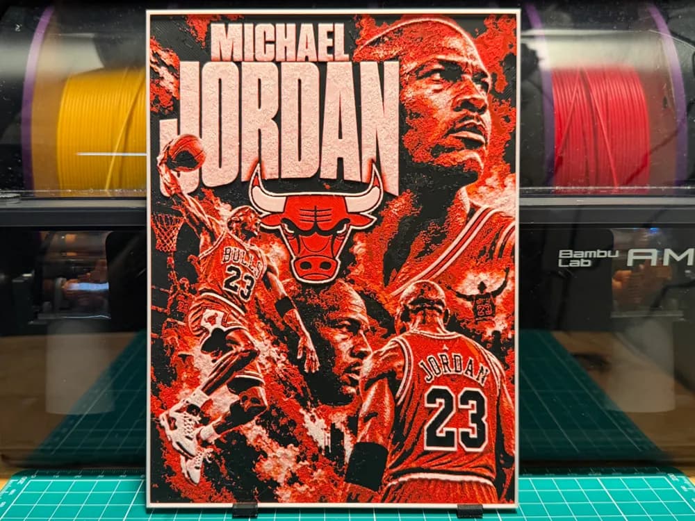 Michael Jordan Poster by liv_3d HueForge model: Michael Jordan Poster by liv_3d