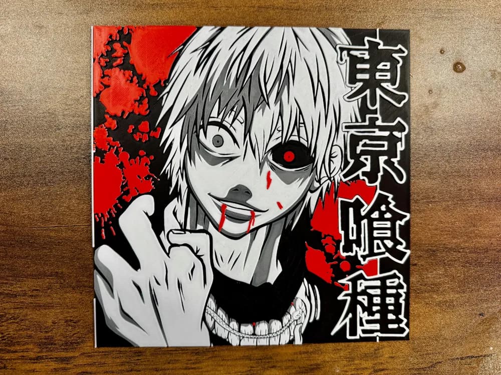 Tokyo Ghoul – Ken Kaneki Poster by 3D Prints By Vic HueForge model: Tokyo Ghoul – Ken Kaneki Poster by 3D Prints By Vic