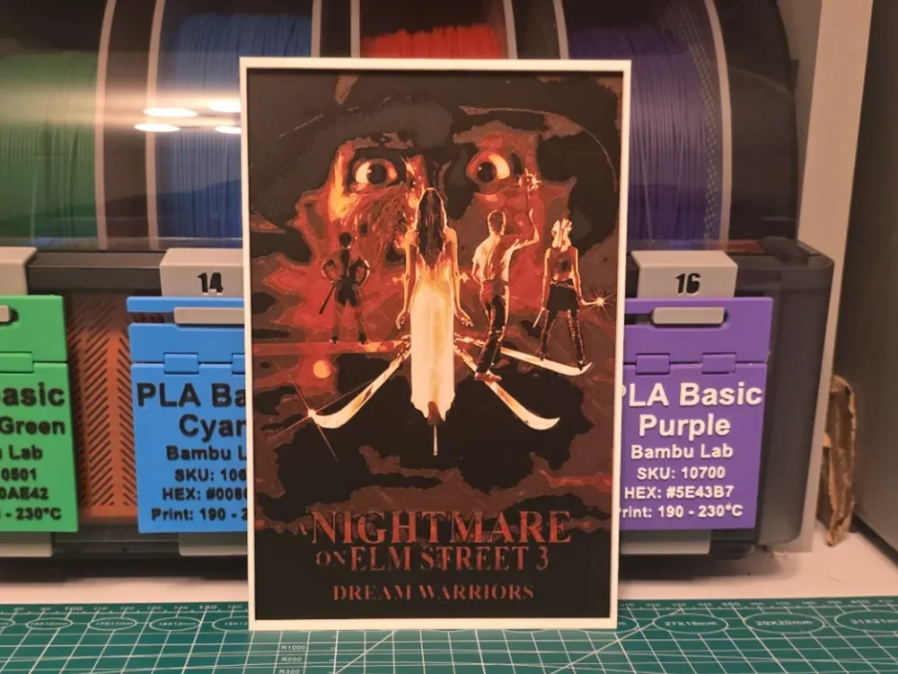 A Nightmare on Elm Street 3 Poster - Hueforge Art by Lumpy3D HueForge model: A Nightmare on Elm Street 3 Poster - Hueforge Art by Lumpy3D
