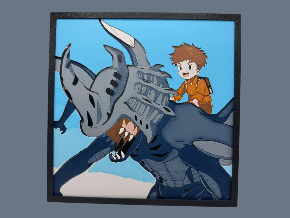 HueForge model: Izzy and Kabuterimon - Digimon by Canadian Gamer